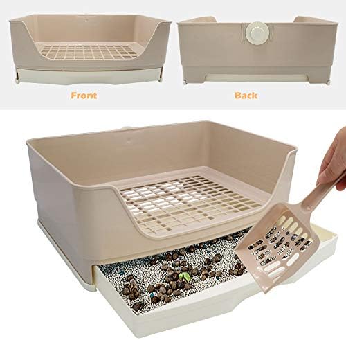 BWOGUE Large Rabbit Litter Box, Bunny Litter Box with Drawer, White