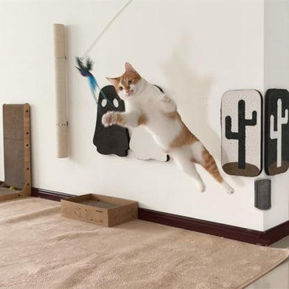 miwoowim 35" Steel Wire Cat Wand Toy & 6PCS Realistic Feather Bird Refills