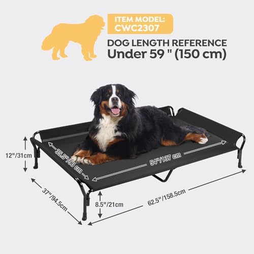 Veehoo Cooling Elevated Dog Bed, Raised Dog Cot with Guardrail & Headrest
