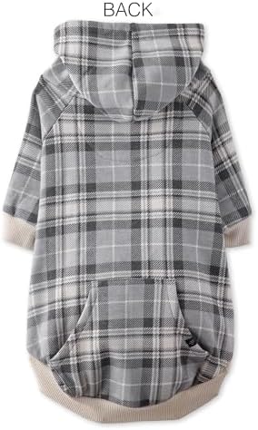 Pet Passion Rocky II Dog Hoodie, Gray Chesterfield Plaid, XX-Large