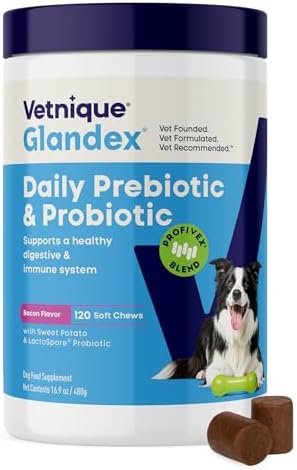 Vetnique Glandex Probiotics for Dogs Chews 120ct, Prebiotics & Enzymes