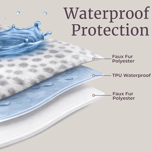 Lavish Home Waterproof Blanket for Bed, Couch, Car, Snow Leopard, 60”x80”
