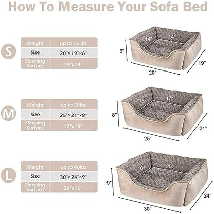 JOEJOY Rectangle Dog Bed for Large Medium Small Dogs - Washable Orthopedic Sofa Bed, Soft Breathable Puppy & Pet Cuddler, Durable Calming Dog Bed with Anti-Slip Bottom, Multiple Sizes, Beige