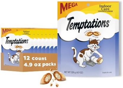 Temptations Indoor Care Crunchy & Soft Cat Treats, Chicken, 4.9 oz, 10 Pack