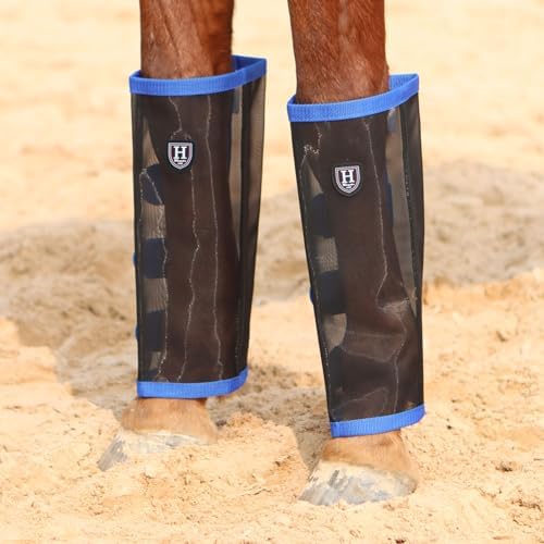 Harrison Howard Loose-Fitting Horse Fly Leggings Breathable, Tear-Resistant Fine Mesh Leg Guards Stay-on Comfortable Fly Boots (Set of 4)