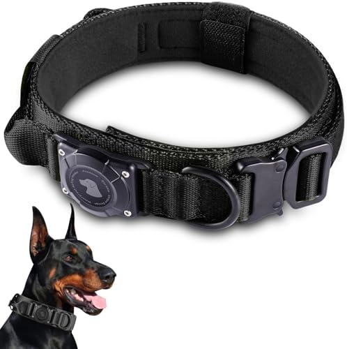 2026 Upgrade Waterproof Tactical AirTag Dog Collar, Built in AirTag Holder