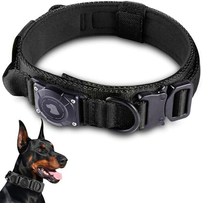 2026 Upgrade Waterproof Tactical AirTag Dog Collar, Built in AirTag Holder