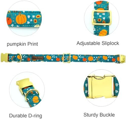 Dog Collars, Fall Dog Collar Fall Pumpkin Print Pet Collar Durable Metal Collar Cute Soft Dog Collar Puppy Collars Adjustable Dog Collar for X-Small Dogs
