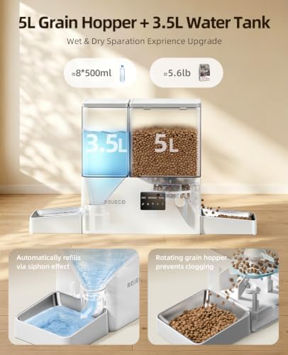 ROJECO Automatic Cat Feeder and Water,Auto Feeder Cat Food with Camera