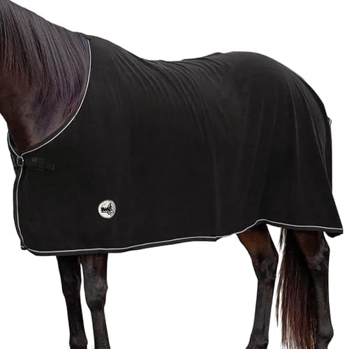 Jeffers Elite Fleece Cooler Blanket for Horses, 84" – Contoured Moisture Wicking Horse Cooler, Lightweight Breathable Fleece Horse Cover for Layering, Travel, Grooming & All Year Round Use - Black