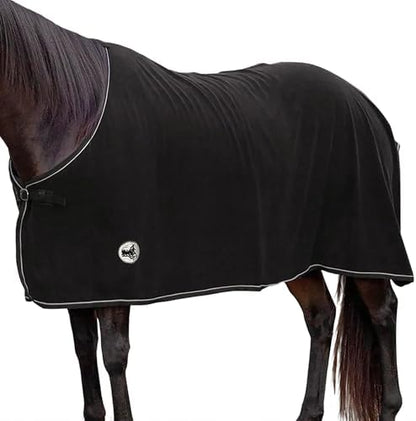 Jeffers Elite Fleece Cooler Blanket for Horses, 81" – Contoured Moisture Wicking Horse Cooler, Lightweight Breathable Fleece Horse Cover for Layering, Travel, Grooming & All Year Round Use - Black
