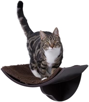 Trixie Lorena Cat Wall Mount Furniture - Elevated Cat Bed with Removable Pad, Raised Climbing Bed - Brown