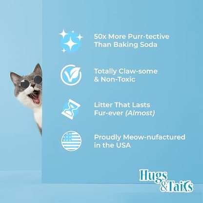 Cat Litter Deodorizer – Pet Safe Odor Eliminator & Housebreaking Supplies for Cats, Kittens, & Small Pets – Natural, Unscented, Non Toxic, Low Dust, 2 lbs, by HugsandTails