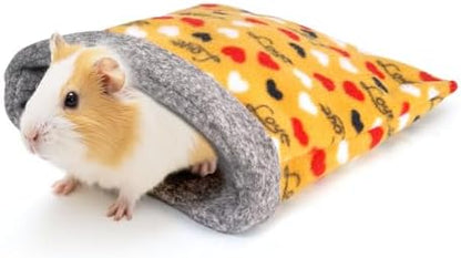 NAPLORD Small Pet Fleece Set,Guinea Pig Snuggle Sack, Tunnel,Fleece Forest Hideout,Square and Round Potty Pads for Guinea Pigs and More