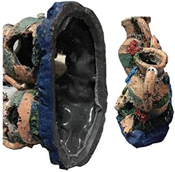 Aquarium Resin Pot Cave, Decoration Wine Barrel House Fish Tank Ornament Hiding for Fun 6.3x3.5x4.3 Inches