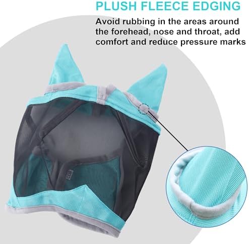 Horse Fly Mask with Ears, Full Face Equine Fly Mask UV Protection