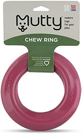 Mutty Dog Chew Ring - Made in USA Dog Toys for Chewers - One Meal Donated to Shelters per Toy - Durable Rubber Puppy and Adult Dog Toy - Non-Toxic 100% Food Grade Materials