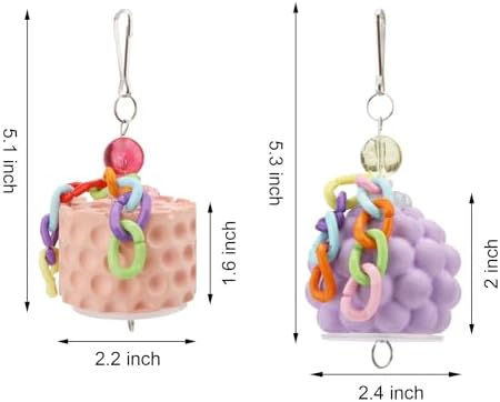 Wontee Bird Calcium Chew Grinding Treats Toy for Parrots, Orange+Purple