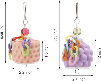 Wontee Bird Calcium Chew Grinding Treats Toy for Parrots, Orange+Purple