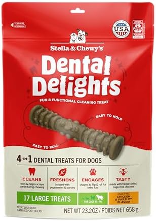 Stella & Chewy's Dental Delights with Freeze-Dried Chicken - Large Dental Treats for Dogs, 23.2 Ounce Bag