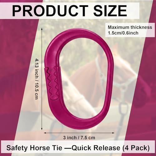 Shinylin 4 Pcs Protective Horse Blocker Tie Multi-Purpose Horse Clip Portable Versatile and Reusable Tie with Quick Release Under Heavy Pressure Design for When Secure is a Concern(Pink)