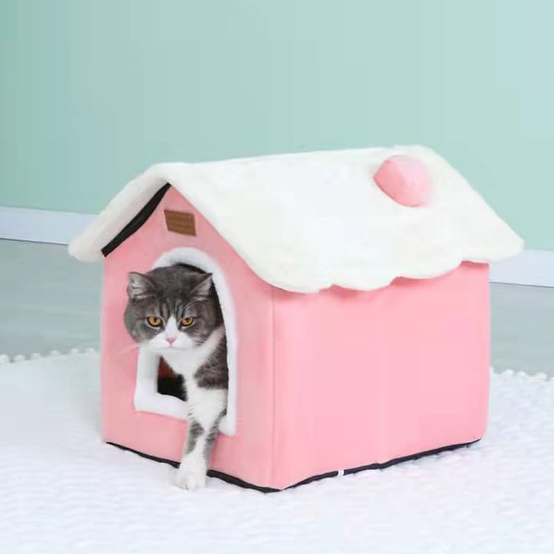 Cat Bed Cave, Cute Christmas Cat Beds for Indoor Cats, Pink