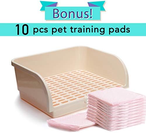 CalPalmy X-Large Rabbit Litter Box with 10PCS Bonus Pads, Drawer, Corner Toilet Box 17.3" x 13" and Bigger Pet Pan for Adult Guinea Pigs, Chinchilla, Ferret, Galesaur, Small Animals