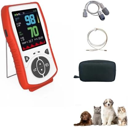Vet Pulse Oximeter Handheld Oximeter with 2.8" LCD, Pet Vital Signs Monitor for SpO2 / Heart Rate/TEMP, Rechargeable Battery - Veterinary Use for Dogs, Cats, Horses (Bundle with Pouch)