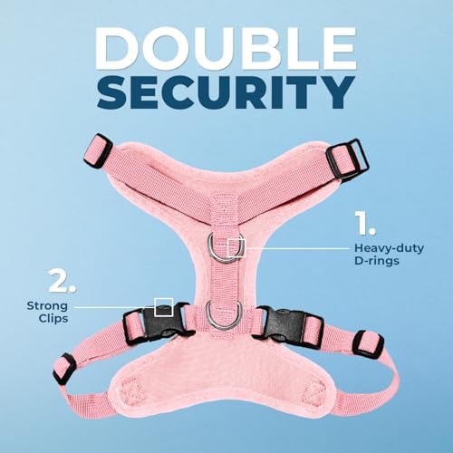 Best Pet Supplies Voyager Step-in Lock Pet Harness w Reflective Pet Leash Combo Set with Neoprene Handle 5ft - Supports Small, Medium and Large Breed Puppies/Cats - Pink Set, XS