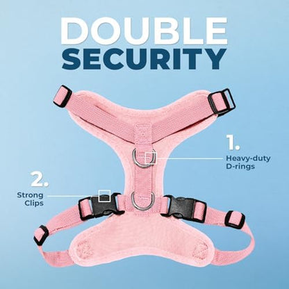 Best Pet Supplies Voyager Step-in Lock Pet Harness w Reflective Pet Leash Combo Set with Neoprene Handle 5ft - Supports Small, Medium and Large Breed Puppies/Cats - Pink Set, XS