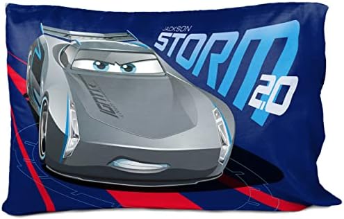 Jay Franco Disney Pixar Cars Lightning Speed 1 Single Reversible Pillowcase Featuring Lightning McQueen & Jackson Storm - Double-Sided Kids Super Soft Bedding