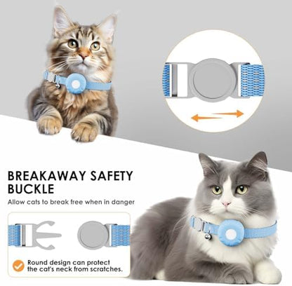 Cat Tracker, GPS Tracker Compatible with Apple Find My App(Only iOS), Waterproof Cat Trackers Collar with Bell and Safety Elastic Buckle,No Monthly Fee Pet Tracker,Blue