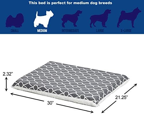 MidWest Homes for Pets Quiet Time Teflon Defender Dog Beds; Pet Beds Designed to Fit Folding Metal Dog Crates, Gray & White Geometric Pattern, 30-Inch
