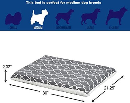 MidWest Homes for Pets Quiet Time Teflon Defender Dog Beds; Pet Beds Designed to Fit Folding Metal Dog Crates, Gray & White Geometric Pattern, 30-Inch