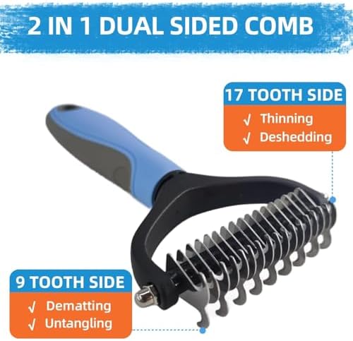 Dog Brush for Shedding,6 PCS in One Pet Slicker Hair Brush Kit Organizer Bag - Dog Cat Grooming Deshedding Undercoat Rake Brush Comb for All Small Large Dogs Cats Blue