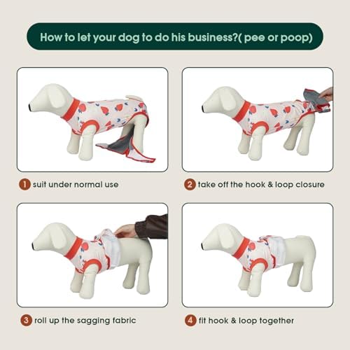 Kuoser Dog Recovery Suit, Female Male Spay Neuter Surgery Suit, Printed, L