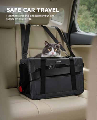 Pecute Cat Carrier Stable, Pet Carrier with Privacy Partition,Dark Gray