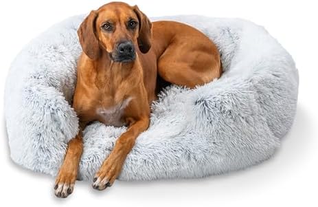 Best Friends by Sheri Lounge Dog Bed, Shag Faux Fur, Frost, Large 36" x 27"