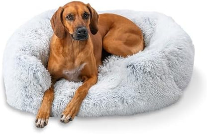 Best Friends by Sheri Lounge Dog Bed, Shag Faux Fur, Frost, Large 36" x 27"