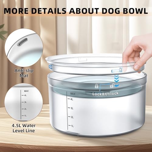 Decflow 1.2Gal No Spill Dog Water Bowl with Slow Drinking Feeder