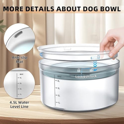 Decflow 1.2Gal No Spill Dog Water Bowl with Slow Drinking Feeder