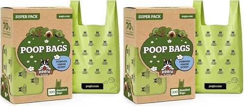 Pogi’s Dog Poop Bags with Handles – Extra-Thick, Leak-Proof, Large, Fresh Scent, 300-Count (Pack of 2)