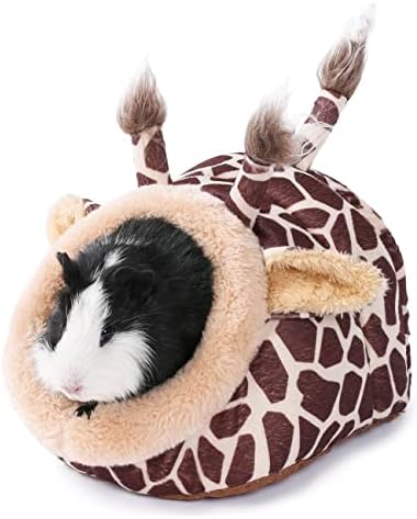JanYoo Hamster Guinea Pig Supplies Bed Accessories House Hedgehog Cage Supplies Chinchilla Ferret Rat Gerbil (S,Giraffe)