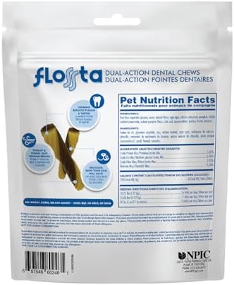 N-Bone FLOSSta Daily Dental Sticks for Dogs, SQF Certified, Natural Dog Dental Treats to Freshen Breath, Dental Chews for Dogs, Chicken Flavor, 15 ct. Pouch (12oz)