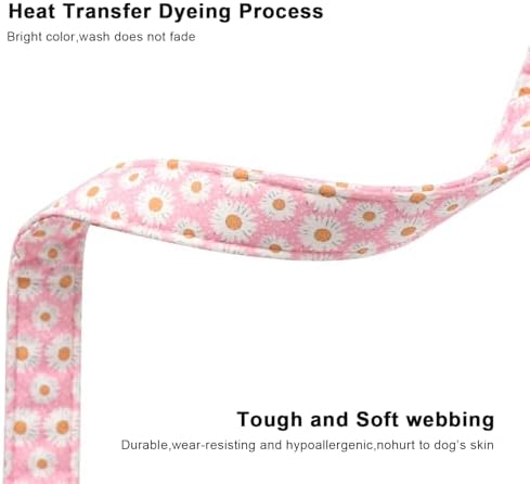 Lionet Paws Floral Dog Collar- Cute Daisy Pink Dog Collars with Plastic Buckle,Light Adjustable Dog Collars for Medium Large Dogs