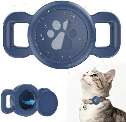 Airtag Collar Holder for Cats or Small Dogs, Waterproof, 1 Pack Navy Blue