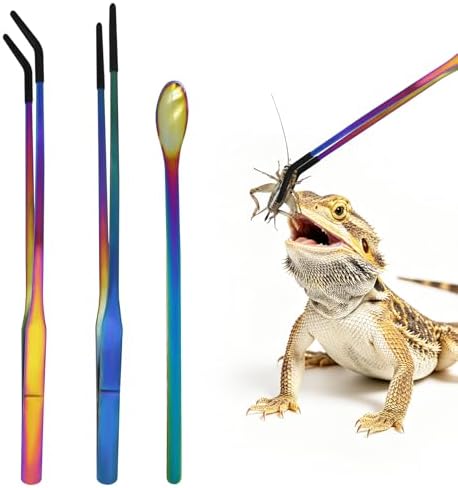 3 PCS Extra Long Stainless Steel Reptile Feeding Tongs and Spoon Set