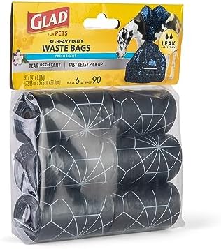 Glad Waste Bags, 90 Count, Fresh Scent, Extra Large | Heavy Duty | For Dogs | Refill Rolls