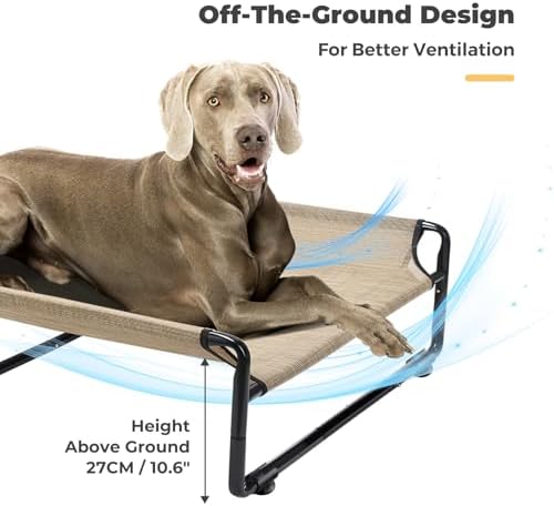 Veehoo Outdoor Elevated Dog Bed, Cooling Raised Dog Beds for Large Dogs