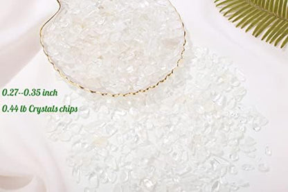 1lb Clear Quartz Aquarium Gravel Rocks Natural Tumbled Healing Crystal Chips Bulk Gemstones Crushed Stones for Fountain Vase Filler Planters Decorative Fish Tank Potted Reiki Energy Balancing
